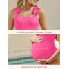 image:imageSummer Mae Ribbed Maternity One Piece Swimsuit Ruffle Wood Ears Bathing Suit Scoop Neck Pregnancy SwimwearHot Pink
