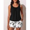 image:imageSummer Mae Blouson Womens Tankini Swimsuits with Shorts Tummy Control Bathing Suits Side Pockets 2026Black Palm Tree