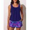 image:imageSummer Mae Blouson Womens Tankini Swimsuits with Shorts Tummy Control Bathing Suits Side Pockets 2026Purple Leaf Shadows