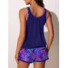 image:imageSummer Mae Blouson Womens Tankini Swimsuits with Shorts Tummy Control Bathing Suits Side Pockets 2026Purple Leaf Shadows