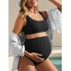 image:imageSummer Mae Maternity Bikini Swimsuit Wide Straps Ruched High Waisted Two Piece Bathing Suit Scoop Neck Pregnancy SwimwearBlack