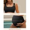 image:imageSummer Mae Maternity Bikini Swimsuit Wide Straps Ruched High Waisted Two Piece Bathing Suit Scoop Neck Pregnancy SwimwearBlack