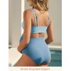 image:imageSummer Mae Maternity Bikini Swimsuit Wide Straps Ruched High Waisted Two Piece Bathing Suit Scoop Neck Pregnancy SwimwearBlue Color Blocking