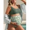 image:imageSummer Mae Maternity Bikini Swimsuit Wide Straps Ruched High Waisted Two Piece Bathing Suit Scoop Neck Pregnancy SwimwearGarden Veil Bliss