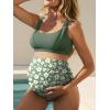 image:imageSummer Mae Maternity Bikini Swimsuit Wide Straps Ruched High Waisted Two Piece Bathing Suit Scoop Neck Pregnancy SwimwearGarden Veil Bliss