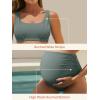 image:imageSummer Mae Maternity Bikini Swimsuit Wide Straps Ruched High Waisted Two Piece Bathing Suit Scoop Neck Pregnancy SwimwearGreen