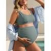 image:imageSummer Mae Maternity Bikini Swimsuit Wide Straps Ruched High Waisted Two Piece Bathing Suit Scoop Neck Pregnancy SwimwearGreen