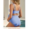 image:imageSummer Mae Maternity Bikini Swimsuit Wide Straps Ruched High Waisted Two Piece Bathing Suit Scoop Neck Pregnancy SwimwearLight Blue