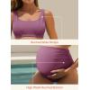 image:imageSummer Mae Maternity Bikini Swimsuit Wide Straps Ruched High Waisted Two Piece Bathing Suit Scoop Neck Pregnancy SwimwearPurple