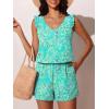 image:imageSummer Mae Ruffle Swim Romper One Piece Swimsuit Women Modest HighBack Bathing Suit with Pockets 2026 SwimwearBlue Flower Clusters