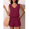 image:imageSummer Mae Ruffle Swim Romper One Piece Swimsuit Women Modest HighBack Bathing Suit with Pockets 2026 SwimwearPurplish Red