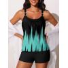 image:imageSummer Mae Womens Tankini Swimsuits 2 Piece Tummy Control Bathing Suit with Pocket Shorts Ring Linked 2025 SwimwearGradient Green Black