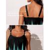 image:imageSummer Mae Womens Tankini Swimsuits 2 Piece Tummy Control Bathing Suit with Pocket Shorts Ring Linked 2025 SwimwearGradient Green Black