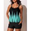 image:imageSummer Mae Womens Tankini Swimsuits 2 Piece Tummy Control Bathing Suit with Pocket Shorts Ring Linked 2025 SwimwearGradient Green Black