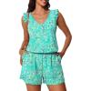 image:imageSummer Mae Ruffle Swim Romper One Piece Swimsuit Women Modest HighBack Bathing Suit with Pockets 2026 SwimwearBlue Flower Clusters