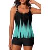 image:imageSummer Mae Womens Tankini Swimsuits 2 Piece Tummy Control Bathing Suit with Pocket Shorts Ring Linked 2025 SwimwearGradient Green Black