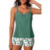 image:imageSummer Mae Womens Tankini Swimsuits 2 Piece Tummy Control Bathing Suit with Pocket Shorts Ring Linked 2025 SwimwearSolitary Silhouette Bloom