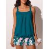 image:imageSummer Mae Blouson Womens Tankini Swimsuits 2026 Modest Tummy Control Bathing Suits Swim Shorts with Pockets for BeachHibiscus With Palm Leaves