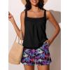 image:imageSummer Mae Blouson Womens Tankini Swimsuits 2026 Modest Tummy Control Bathing Suits Swim Shorts with Pockets for BeachMulticolor Palm