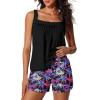 image:imageSummer Mae Blouson Womens Tankini Swimsuits 2026 Modest Tummy Control Bathing Suits Swim Shorts with Pockets for BeachMulticolor Palm