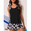 image:imageSummer Mae Blouson Tankini Swimsuits for Women 2026 Modest Tummy Coverage Bathing Suits with Skirt and Builtin ShortsLight Purple Floral Print