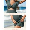 image:imageSummer Mae Ribbed Maternity One Piece Swimsuit Dress Cutout Bathing Suit with Builtin Pocket Short Swimwear Tie Knot SkirtDeep Teal