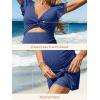 image:imageSummer Mae Ribbed Maternity One Piece Swimsuit Dress Cutout Bathing Suit with Builtin Pocket Short Swimwear Tie Knot SkirtDusty Blue