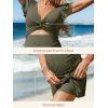 image:imageSummer Mae Ribbed Maternity One Piece Swimsuit Dress Cutout Bathing Suit with Builtin Pocket Short Swimwear Tie Knot SkirtOlive Green