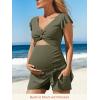 image:imageSummer Mae Ribbed Maternity One Piece Swimsuit Dress Cutout Bathing Suit with Builtin Pocket Short Swimwear Tie Knot SkirtOlive Green