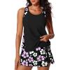 image:imageSummer Mae Blouson Tankini Swimsuits for Women 2026 Modest Tummy Coverage Bathing Suits with Skirt and Builtin ShortsLight Purple Floral Print