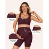 image:imageSummer Mae Maternity 2 Piece Outfit Set Activewear for Women Ribbed Workout Yoga Pregnancy Sporty High Waist Short Button Padded Crop Top Burgundy 14