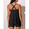 image:imageMiYang Tankini Swimsuits for Women 2026 Tummy Control Modest Flowy Two Piece Bathing Suits Top with Pockets ShortsBlack