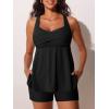 image:imageMiYang Tankini Swimsuits for Women 2026 Tummy Control Modest Flowy Two Piece Bathing Suits Top with Pockets ShortsBlack