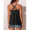 image:imageMiYang Tankini Swimsuits for Women 2026 Tummy Control Modest Flowy Two Piece Bathing Suits Top with Pockets ShortsBlack Floral Sketch