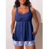 image:imageMiYang Tankini Swimsuits for Women 2026 Tummy Control Modest Flowy Two Piece Bathing Suits Top with Pockets ShortsBlossoming Peach