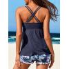 image:imageMiYang Tankini Swimsuits for Women 2026 Tummy Control Modest Flowy Two Piece Bathing Suits Top with Pockets ShortsBlue Coconut Tree