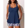 image:imageMiYang Tankini Swimsuits for Women 2026 Tummy Control Modest Flowy Two Piece Bathing Suits Top with Pockets ShortsHibiscus in White