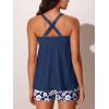 image:imageMiYang Tankini Swimsuits for Women 2026 Tummy Control Modest Flowy Two Piece Bathing Suits Top with Pockets ShortsHibiscus in White