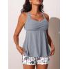 image:imageMiYang Tankini Swimsuits for Women 2026 Tummy Control Modest Flowy Two Piece Bathing Suits Top with Pockets ShortsLilac Leopard Palm