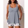 image:imageMiYang Tankini Swimsuits for Women 2026 Tummy Control Modest Flowy Two Piece Bathing Suits Top with Pockets ShortsLilac Leopard Palm