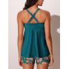 image:imageMiYang Tankini Swimsuits for Women 2026 Tummy Control Modest Flowy Two Piece Bathing Suits Top with Pockets ShortsVibrant Sunflowers