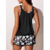 image:imageSummer Mae Blouson Womens Tankini Swimsuits with Shorts Tummy Control Bathing Suits Side Pockets 2026White Gouache Flowers