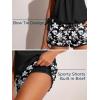 image:imageSummer Mae Blouson Womens Tankini Swimsuits with Shorts Tummy Control Bathing Suits Side Pockets 2026White Gouache Flowers