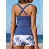 image:imageSummer Mae Tankini Swimsuits for Women 2026 Bathing Suits Top Ruched Two Piece Tummy Control VWire Modest Swim SuitsBlue Coconut Grove