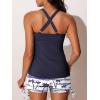 image:imageSummer Mae Tankini Swimsuits for Women 2026 Bathing Suits Top Ruched Two Piece Tummy Control VWire Modest Swim SuitsBlue Shadow on White