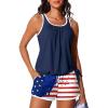 image:imageSummer Mae Blouson Womens Tankini Swimsuits with Shorts Tummy Control Bathing Suits Side Pockets 2026Flag Stripes
