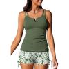 image:imageSummer Mae Tankini Swimsuits for Women 2026 Bathing Suits Top Ruched Two Piece Tummy Control VWire Modest Swim SuitsMonstera Leaf