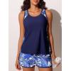 image:imageSummer Mae Blouson Tankini Swimsuits for Women 2026 Tummy Control Two Piece Bathing Suits with Sporty Pockets Swim ShortsAzure Leafsea