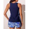 image:imageSummer Mae Blouson Tankini Swimsuits for Women 2026 Tummy Control Two Piece Bathing Suits with Sporty Pockets Swim ShortsAzure Leafsea