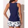 image:imageSummer Mae Blouson Tankini Swimsuits for Women 2026 Tummy Control Two Piece Bathing Suits with Sporty Pockets Swim ShortsBlue Shadow Palm